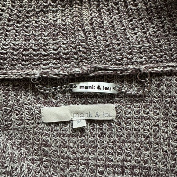 Colorblock Shawl Cardigan Sweater Womens Size XS Purple and Grey Marled - Picture 4 of 6